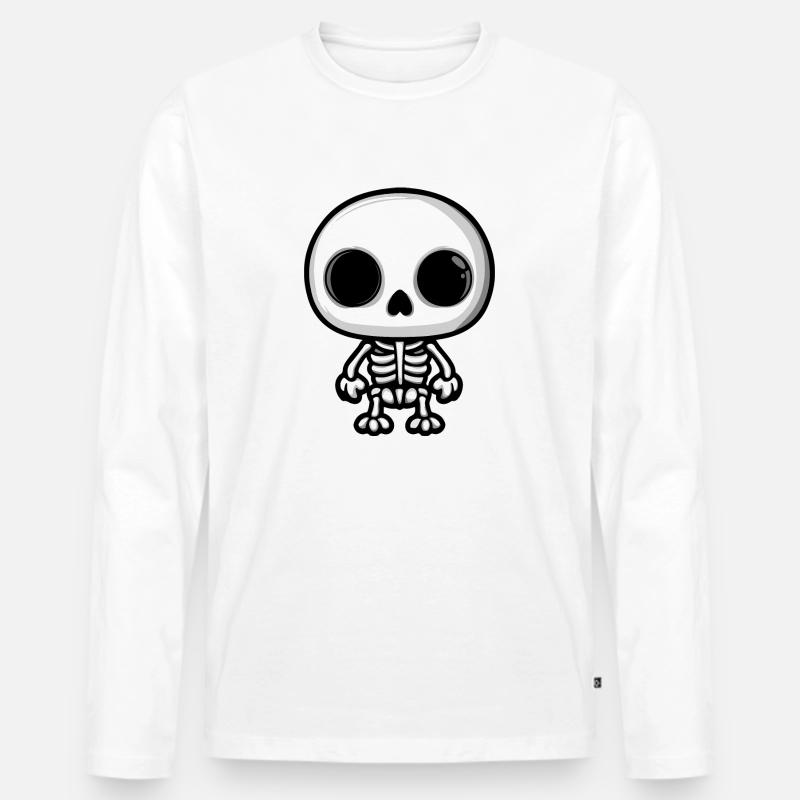 Skelett Halloween Comic - Männer Premium Bio Langarmshirt - Weiß