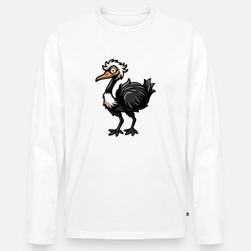 Strauß Comic - Männer Premium Bio Langarmshirt - Weiß