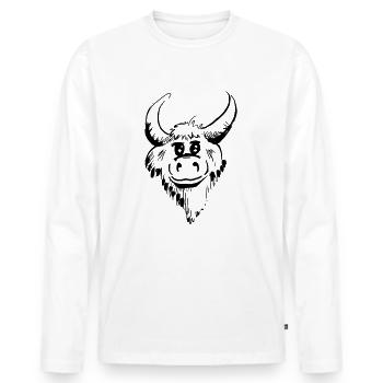 Funny design of a bull - Men's Premium Organic Long Sleeve Shirt - white - Front - Nico (187cm)