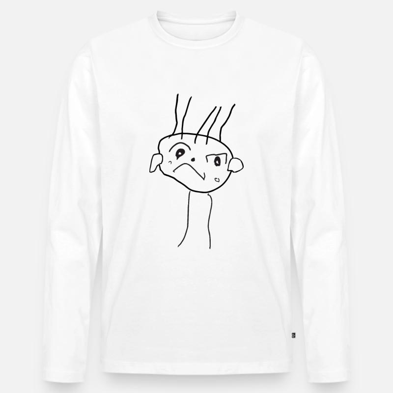Einfache Strichzeichnung - Gesicht - Herbert - Männer Premium Bio Langarmshirt - Weiß