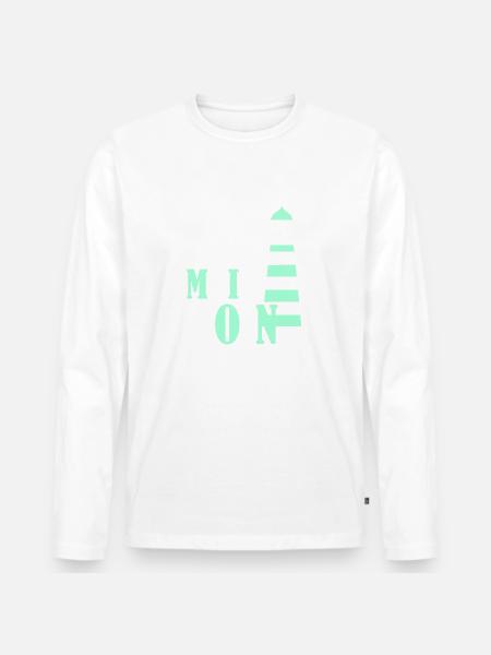 Leuchturm moin türkis - Männer Premium Bio Langarmshirt - Weiß