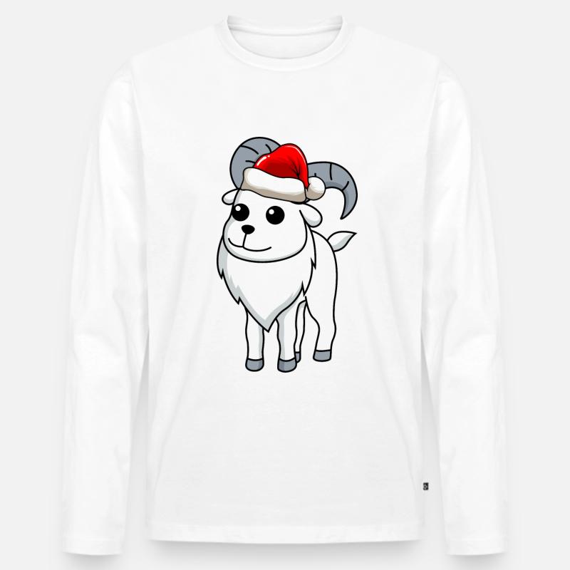 Bergziege Comic Weihnachten - Männer Premium Bio Langarmshirt - Weiß