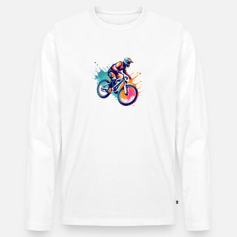 Mountainbikedesign - Männer Premium Bio Langarmshirt - Weiß