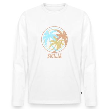 Sicile - T-shirt manches longues Premium bio Homme - blanc - Devant - Nico (187cm)