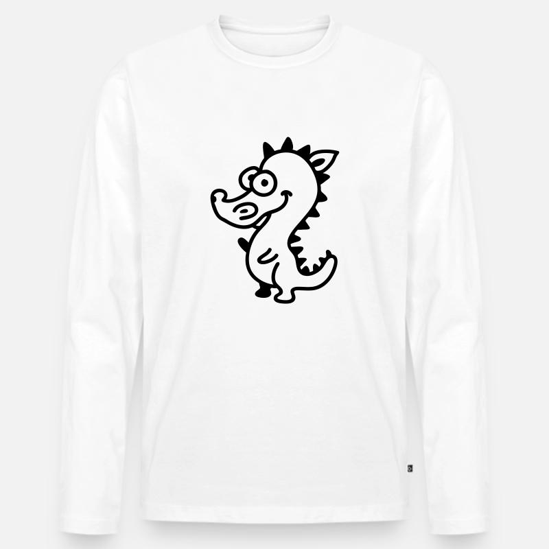 Drachen - Line - Männer Premium Bio Langarmshirt - Weiß