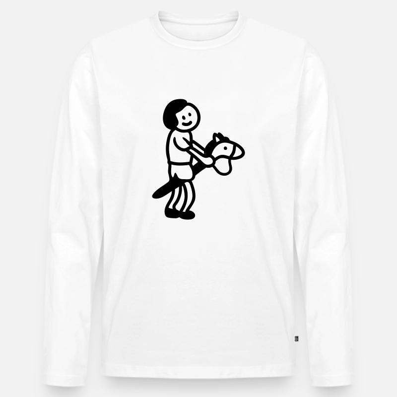 Kind Steckenpferd - Line - Männer Premium Bio Langarmshirt - Weiß