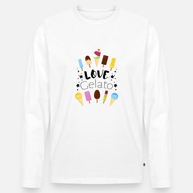 Eis - Ice cream - Eiscreme - Männer Premium Bio Langarmshirt - Weiß