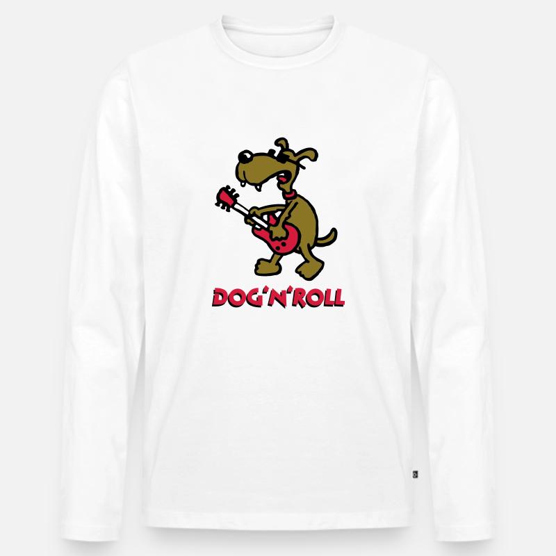 dog_n_roll_b_3c_white - Männer Premium Bio Langarmshirt - Weiß