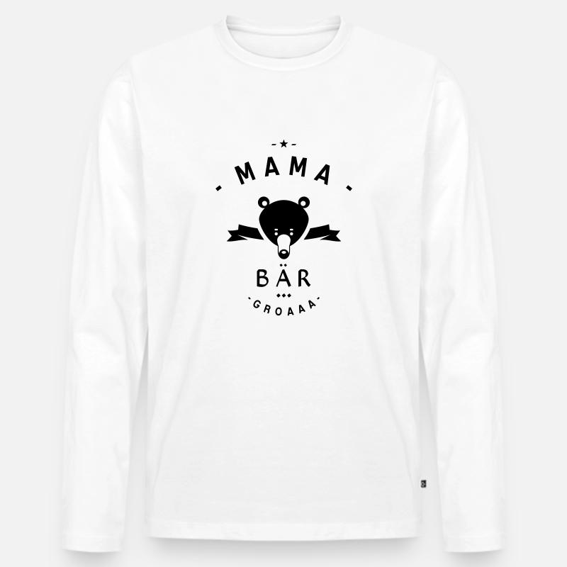 MAMA BÄR - Männer Premium Bio Langarmshirt - Weiß
