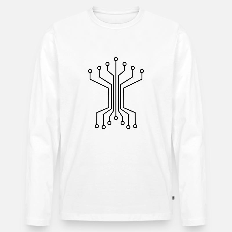 Baum digital - Männer Premium Bio Langarmshirt - Weiß