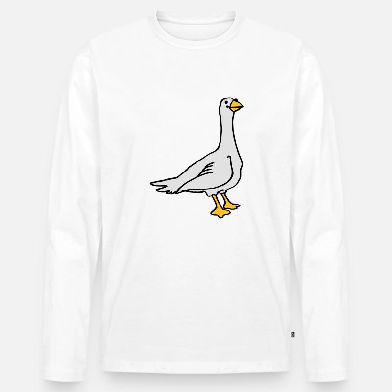 Gans - Männer Premium Bio Langarmshirt - Weiß