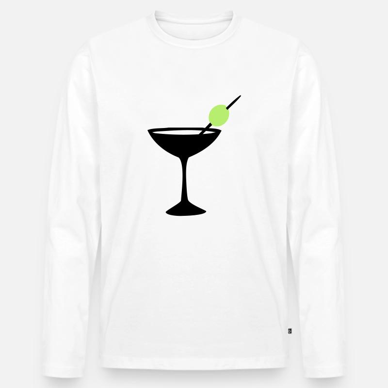 Cocktail Martini trinken - Männer Premium Bio Langarmshirt - Weiß