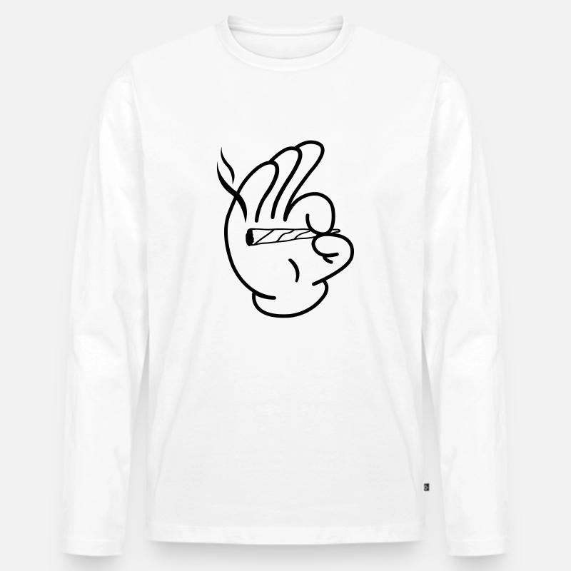 smoking_weed_01 - Männer Premium Bio Langarmshirt - Weiß