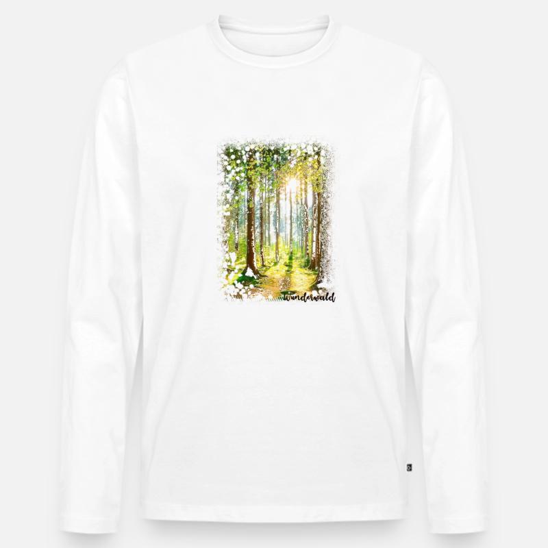 Wunderwald, Wald - Männer Premium Bio Langarmshirt - Weiß