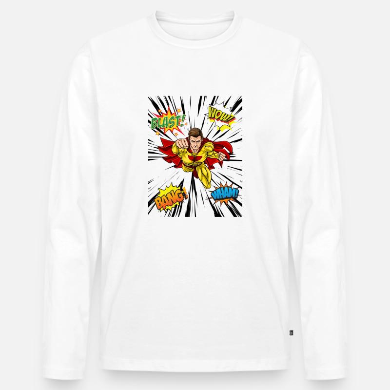 SuperHero - Männer Premium Bio Langarmshirt - Weiß