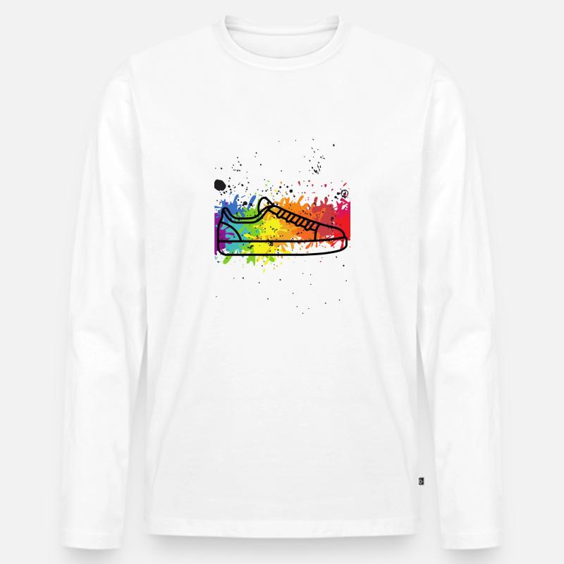 Bunter Sneaker Design - Männer Premium Bio Langarmshirt - Weiß