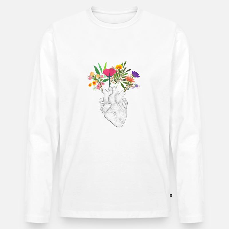 Cuore - Maglia a manica lunga ecologica premium da uomo - bianco