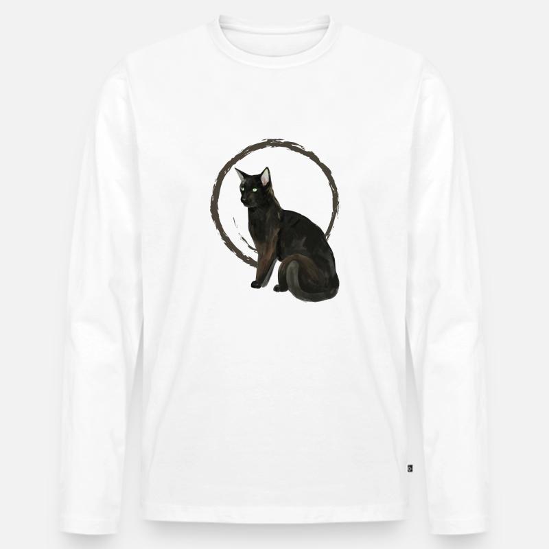 Schwarze Katze Nelson 2 - Männer Premium Bio Langarmshirt - Weiß