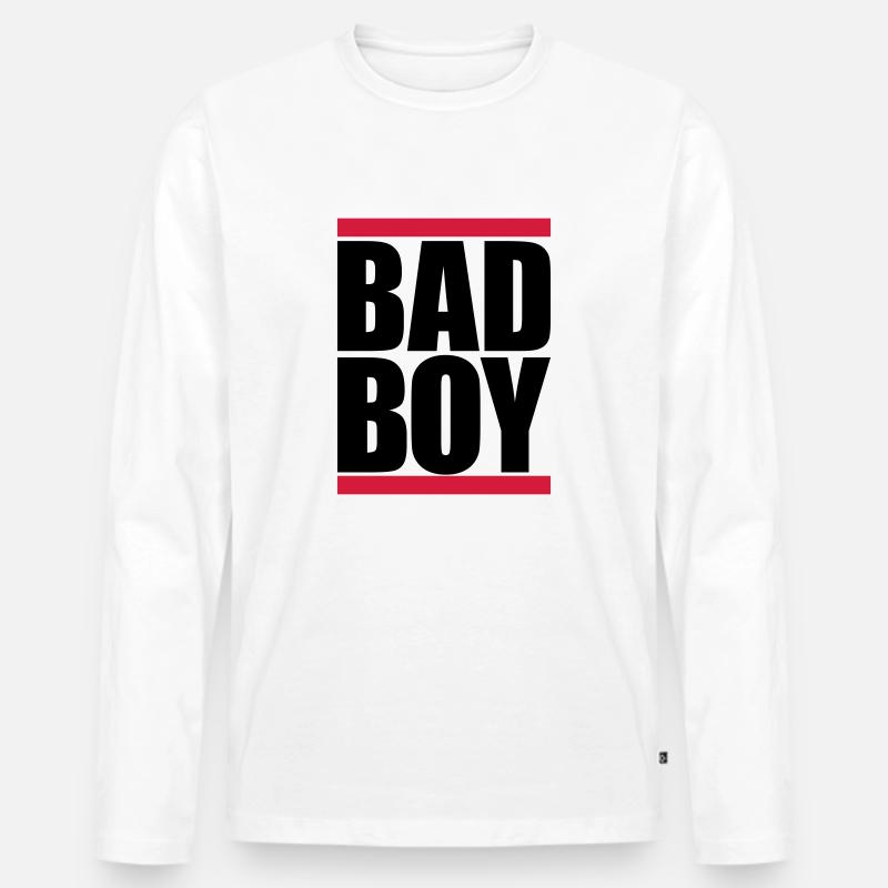 Balken Bad Boy - Männer Premium Bio Langarmshirt - Weiß