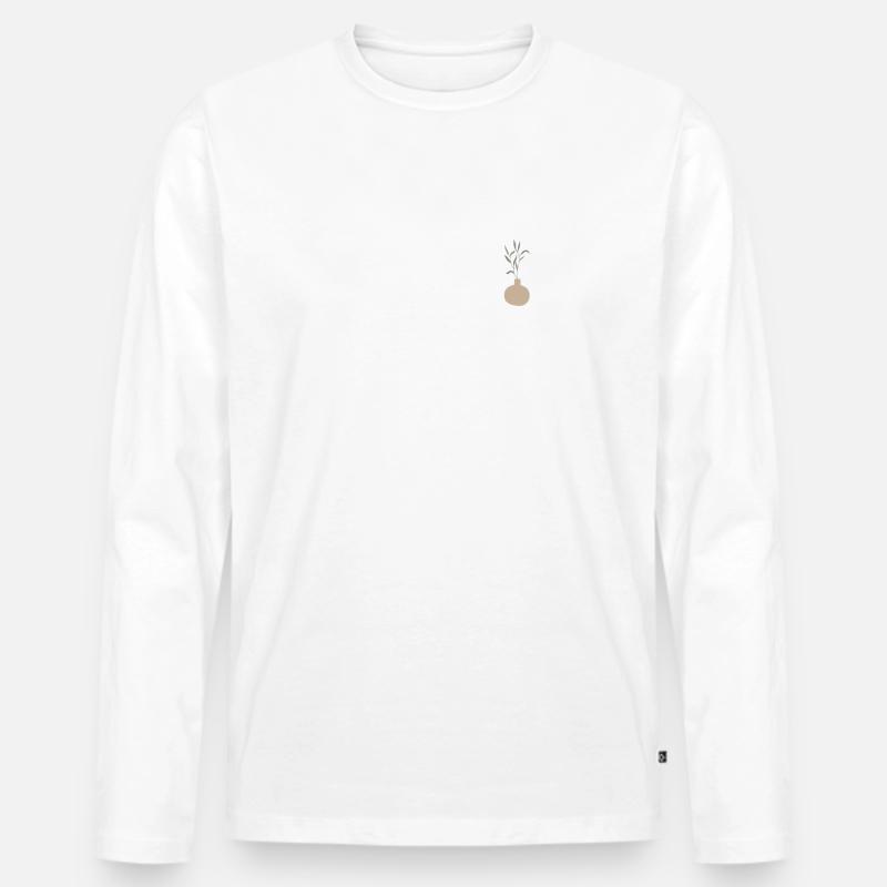 Blume in Vase - Männer Premium Bio Langarmshirt - Weiß