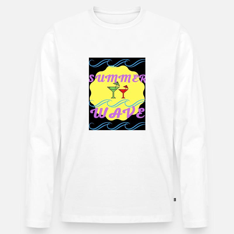 Summer Wave Design Cool - Männer Premium Bio Langarmshirt - Weiß