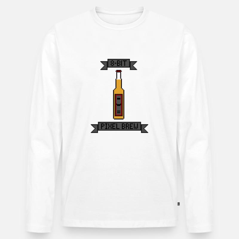 8-Bit Retro Pixel Beer - Männer Premium Bio Langarmshirt - Weiß