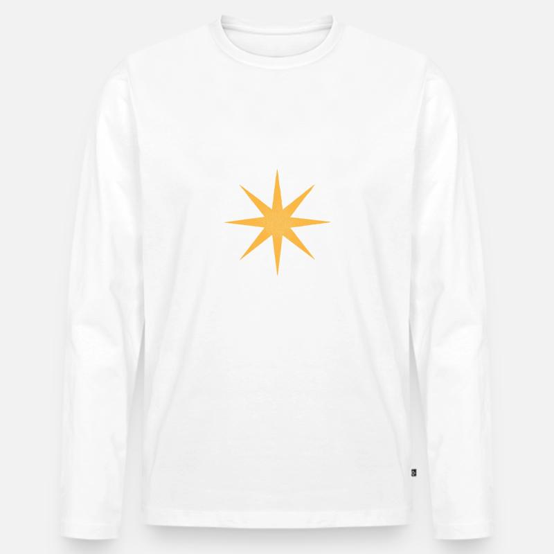Star - Männer Premium Bio Langarmshirt - Weiß