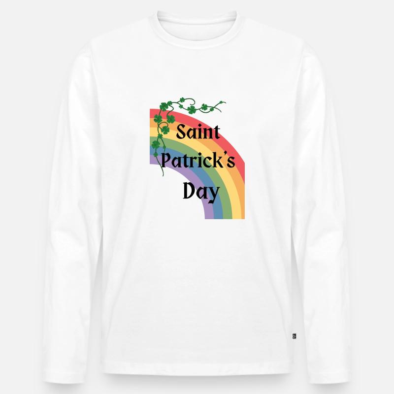 St. Patrick's Day mit Regenbogen - Männer Premium Bio Langarmshirt - Weiß