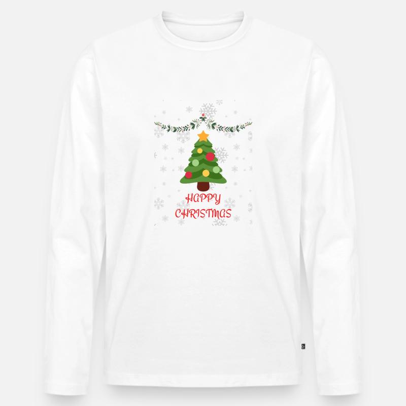 FROHE WEIHNACHTEN - Männer Premium Bio Langarmshirt - Weiß
