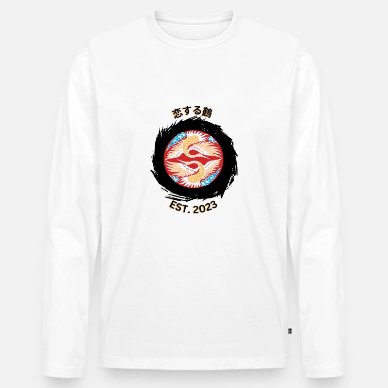 Cranes in Love - Männer Premium Bio Langarmshirt - Weiß