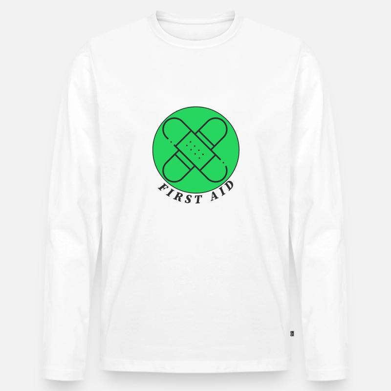 Erste Hilfe Pflaster - Männer Premium Bio Langarmshirt - Weiß