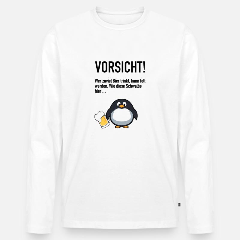 Bier trinken Lustig Spruch - Männer Premium Bio Langarmshirt - Weiß