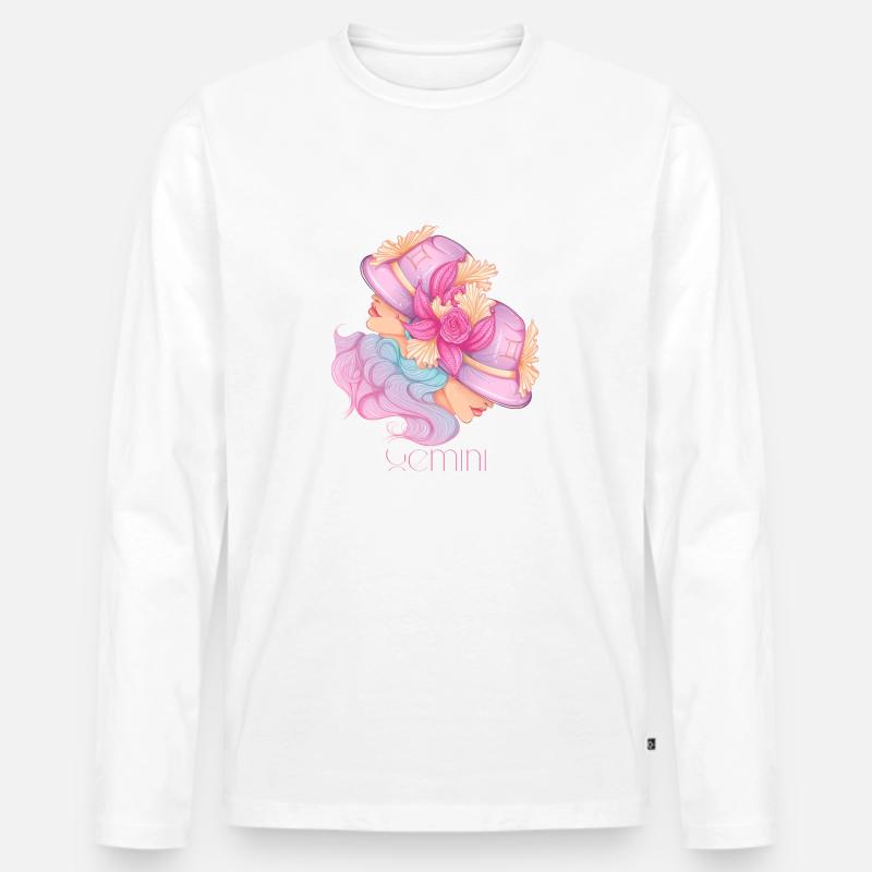 Zwillinge - Männer Premium Bio Langarmshirt - Weiß