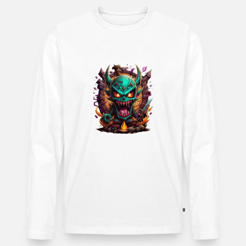 Graffiti Monster - Männer Premium Bio Langarmshirt - Weiß