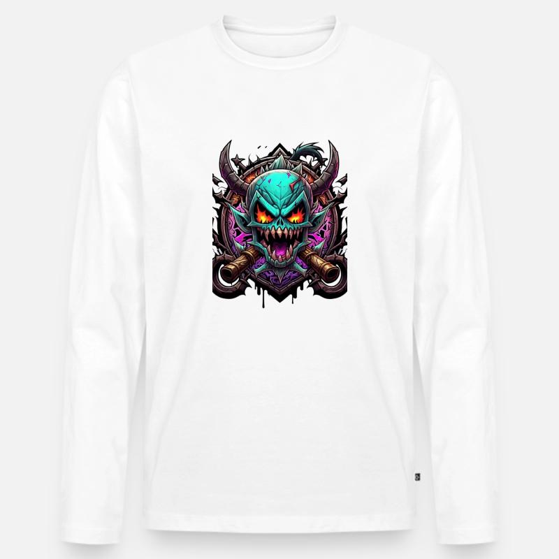 Graffiti Monster - Männer Premium Bio Langarmshirt - Weiß