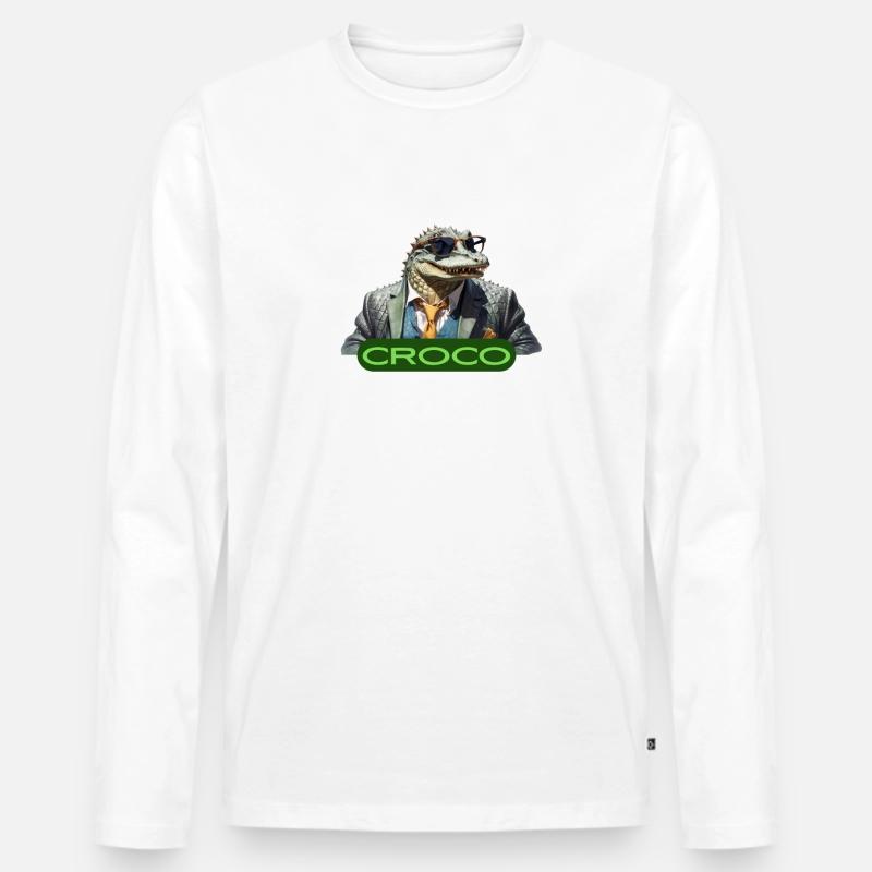 CROCODILE - Männer Premium Bio Langarmshirt - Weiß