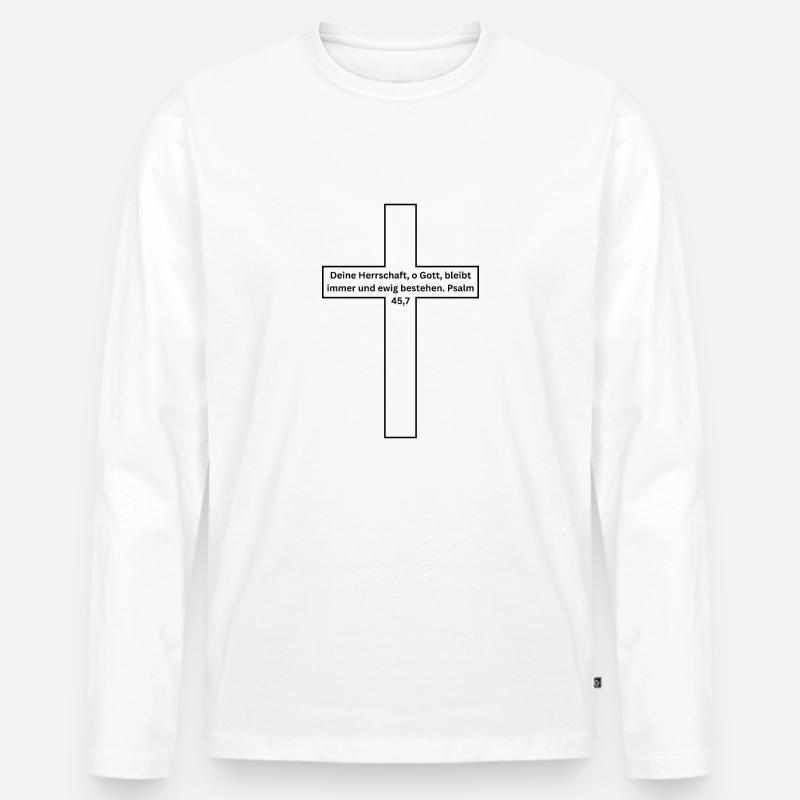 Bibelvers - Psalm 45:7 - Männer Premium Bio Langarmshirt - Weiß