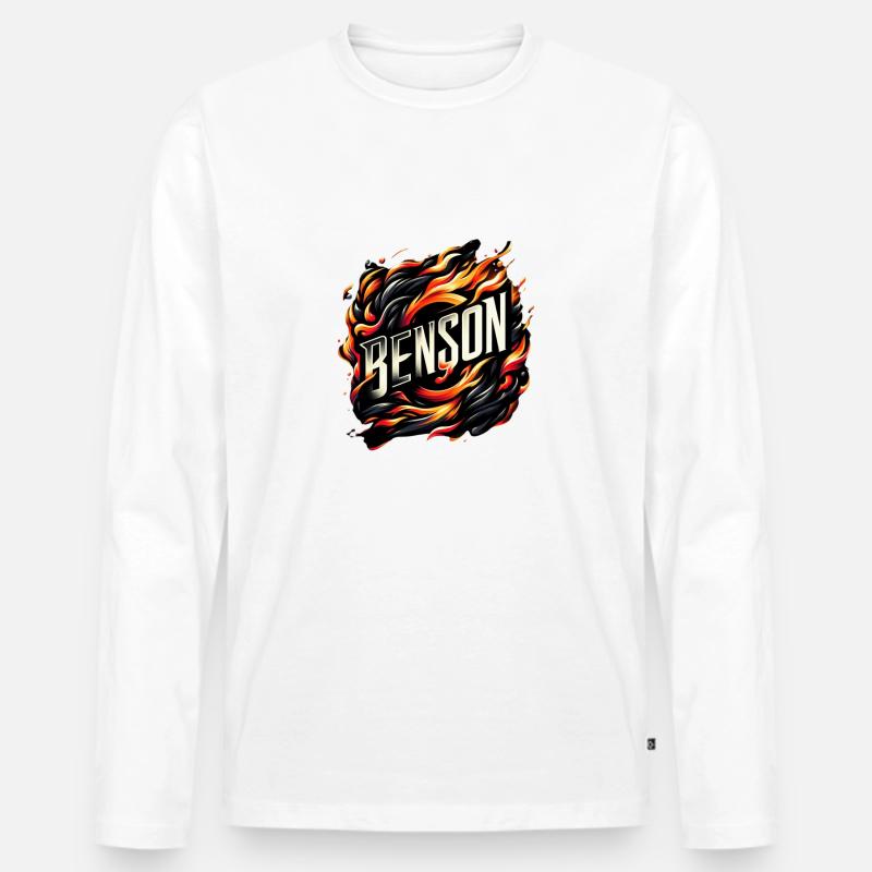 Benson Fire - Männer Premium Bio Langarmshirt - Weiß