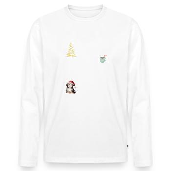 Sapin scintillant, chocolat chaud et câlins - T-shirt manches longues Premium bio Homme - blanc - Devant - Nico (187cm)