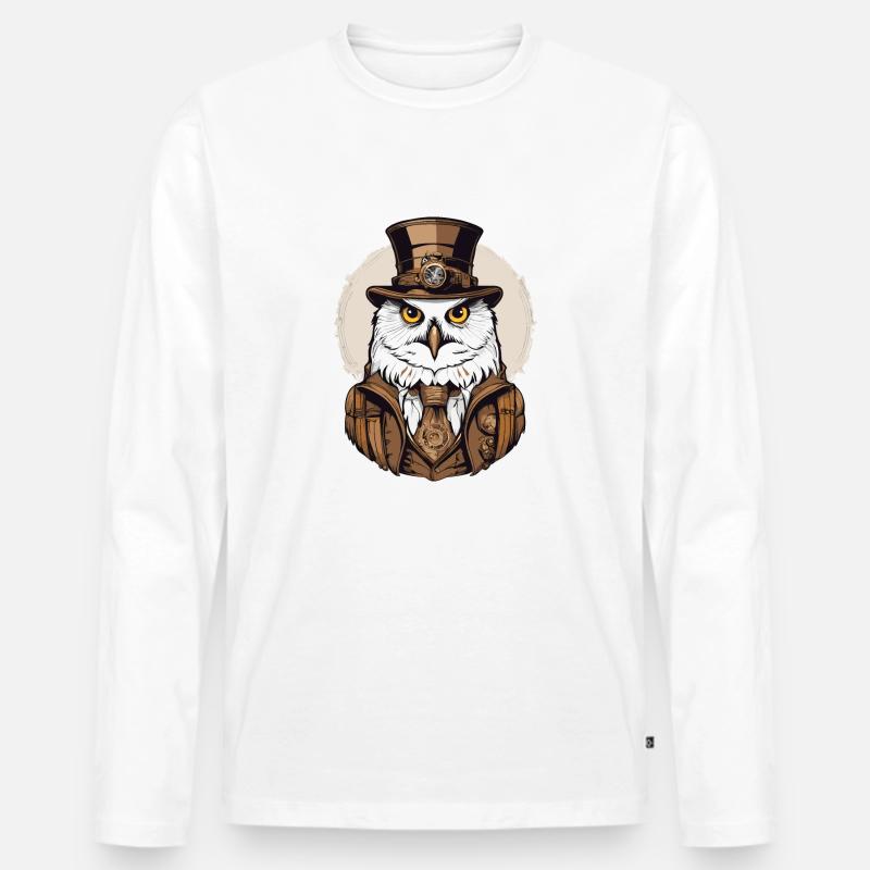 Schnee-Eule - Männer Premium Bio Langarmshirt - Weiß
