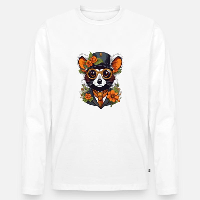 Lemur - Männer Premium Bio Langarmshirt - Weiß