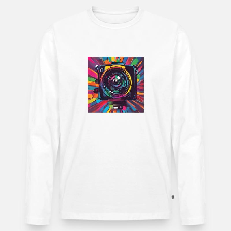 Kamera bunt - Männer Premium Bio Langarmshirt - Weiß