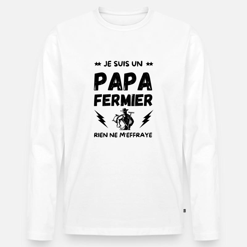 BAUER DAD - Männer Premium Bio Langarmshirt - Weiß