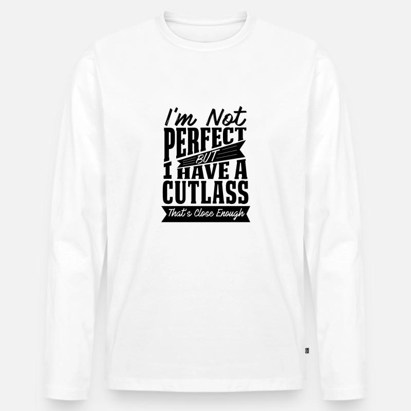 PERFEKT MIT CUTLASS AUTO - Männer Premium Bio Langarmshirt - Weiß