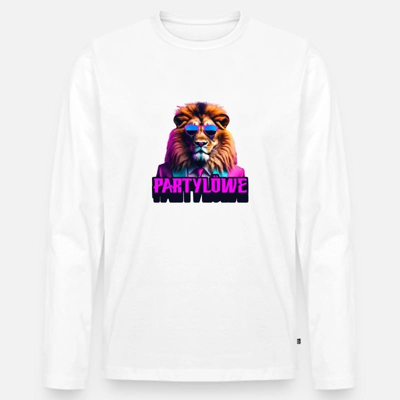 Partylöwe - Männer Premium Bio Langarmshirt - Weiß