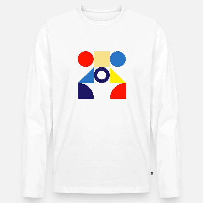 "Muster Kreis Design" - Männer Premium Bio Langarmshirt - Weiß