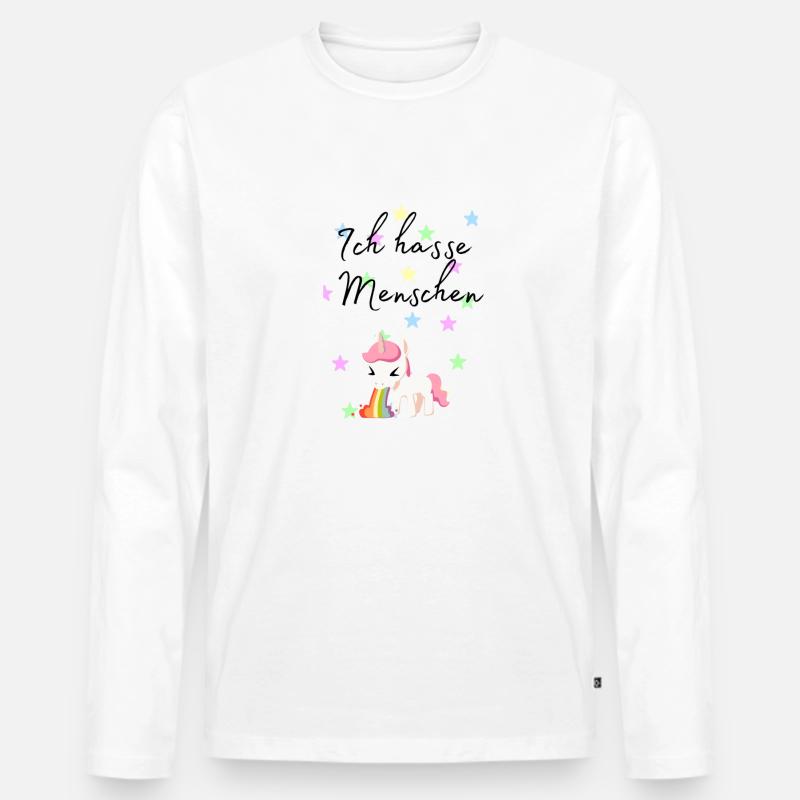 Ich hasse Menschen Unicorn - Männer Premium Bio Langarmshirt - Weiß