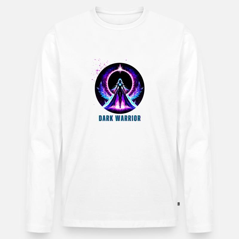 Dunkler Krieger - Männer Premium Bio Langarmshirt - Weiß