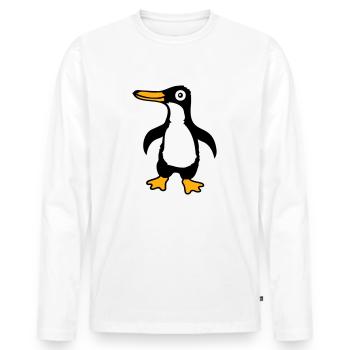 Pingouin mignon bébé enfant bambin heureux cool - T-shirt manches longues Premium bio Homme - blanc - Devant - Nico (187cm)