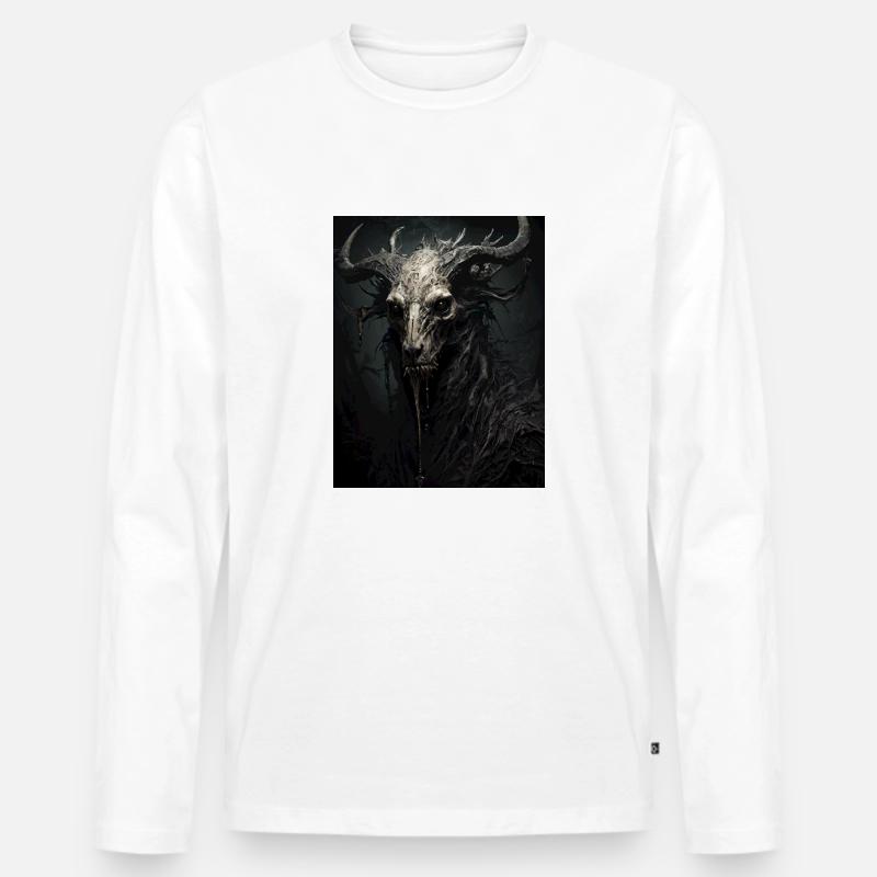 Dämonische Gestalt mit Hörnern - Männer Premium Bio Langarmshirt - Weiß
